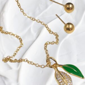 Juego Collar Hoja y Aretes