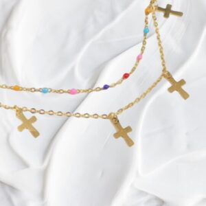 Collar Doble Colores y Cruces